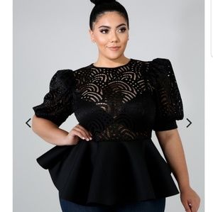Lace peplum top